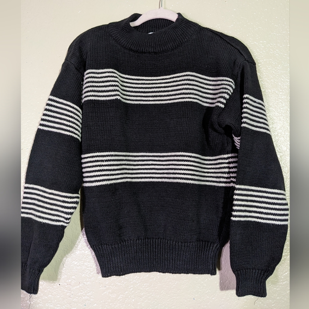 Vintage Striped Mock Turtleneck Sweater